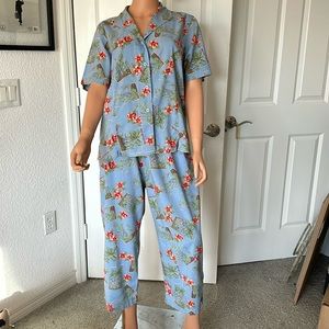 SUNBAY COTTONS 2pc CAPRI SET. Size L. Light blue. VGUC. Very cute set.